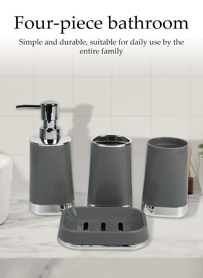 DUNISO 4 Pcs Bathroom Accessories Sets, Complete Bathroom Ensemble Sets Includes Soap Dispenser, Toothbrush Holder, Tumbler, Soap Dish for Bath Decor, Home Apartment Modern Bathroom Decor Vanity Countertop - Image 5